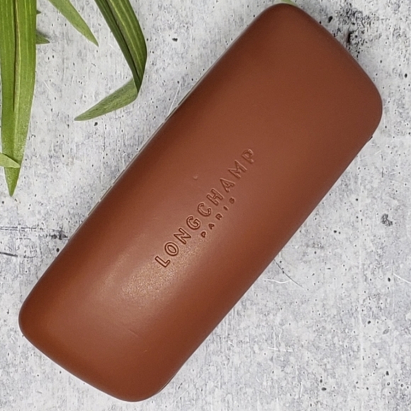 Longchamp Paris Brown Leather Glasses Hard Case - Picture 3 of 5